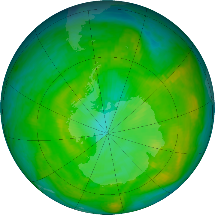 Antarctic ozone map for 02 January 1981